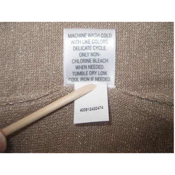 Apt. 9 Turtleneck Dress Stretch Taupe with Shimmery Gold Threads Holiday Festive - Picture 7 of 9